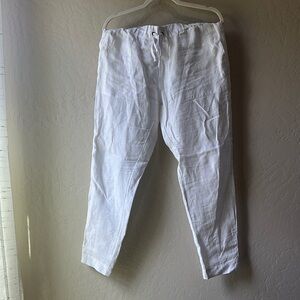 Enza Costa White Trousers Relaxed Fit Cropped Length